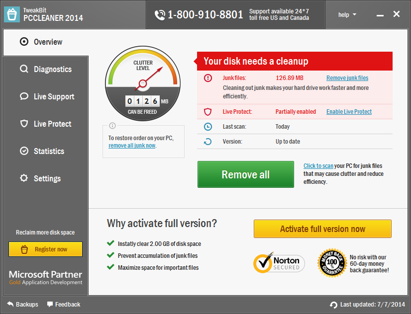 TweakBit PCCleaner 1.6.0.5 full TweakBit PCCleaner full screenshot